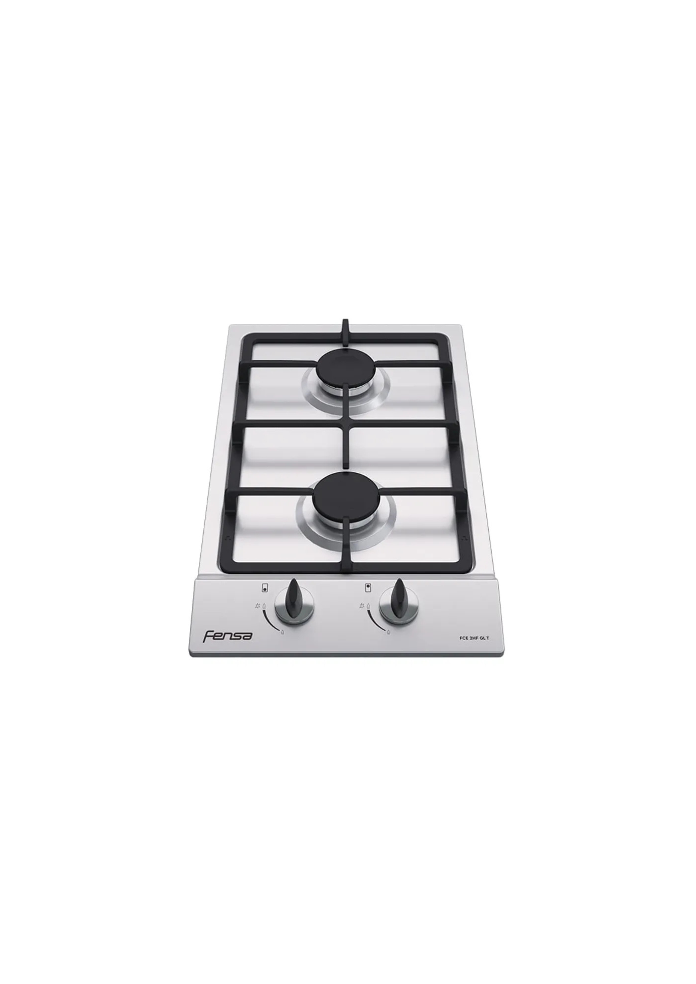Encimera a Gas 2 Platos Fensa Encendido Eléctrico y Parrilla Hierro Fundido FCE 2HF GL T Inox
