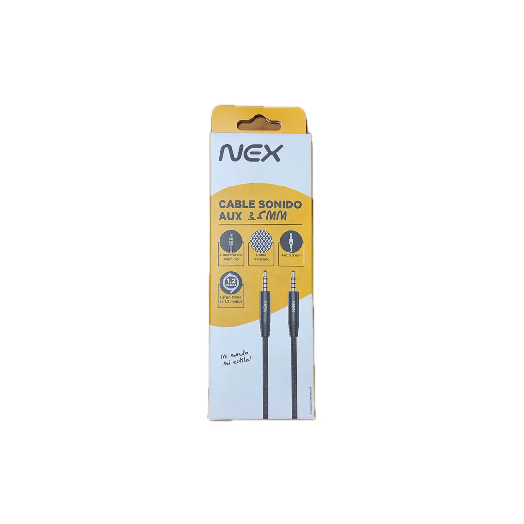 Cable Sonido Auxiliar 3.5mm 1.2mt Negro Nex 1