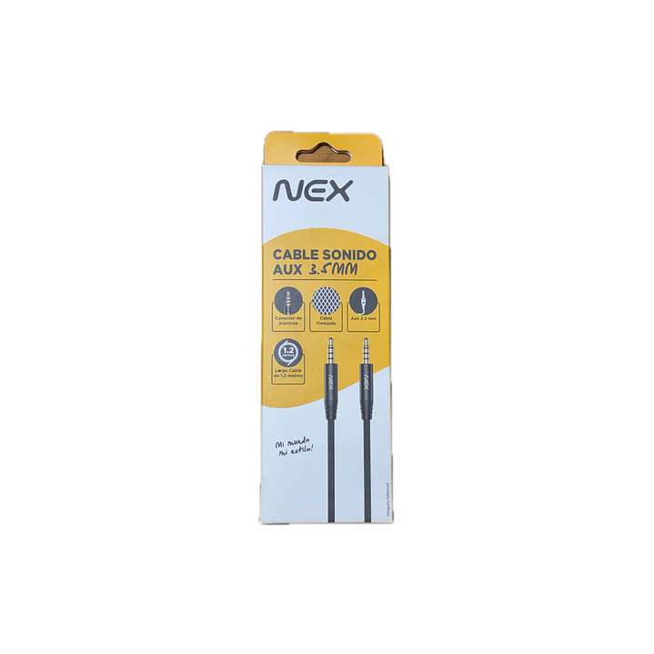 Cable Sonido Auxiliar 3.5mm 1.2mt Negro Nex 1