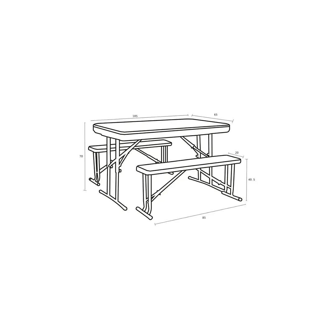 Set de mesa con dos bancas Alpes 2