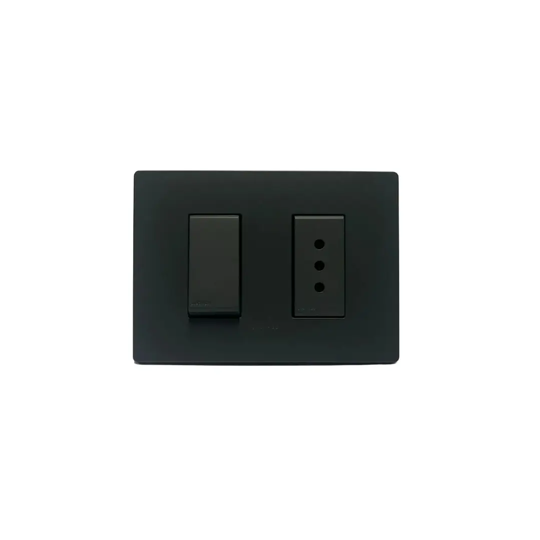 Interruptor Armado 9/12 + enchufe 10A Noir Mate Sinthesi 1