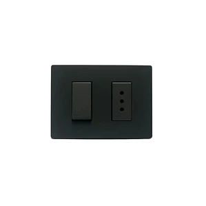 Interruptor Armado 9/12 + enchufe 10A Noir Mate Sinthesi