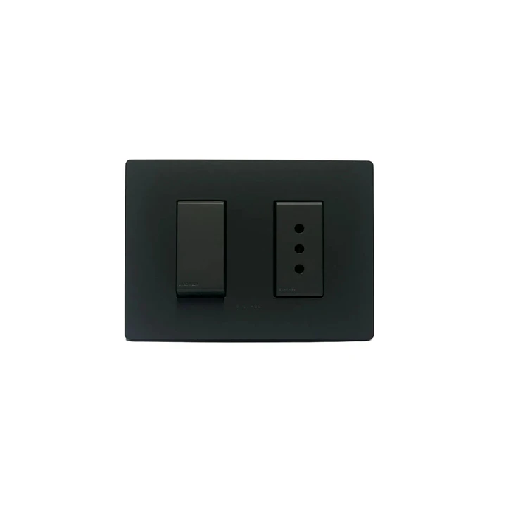Interruptor Armado 9/12 + enchufe 10A Noir Mate Sinthesi 1