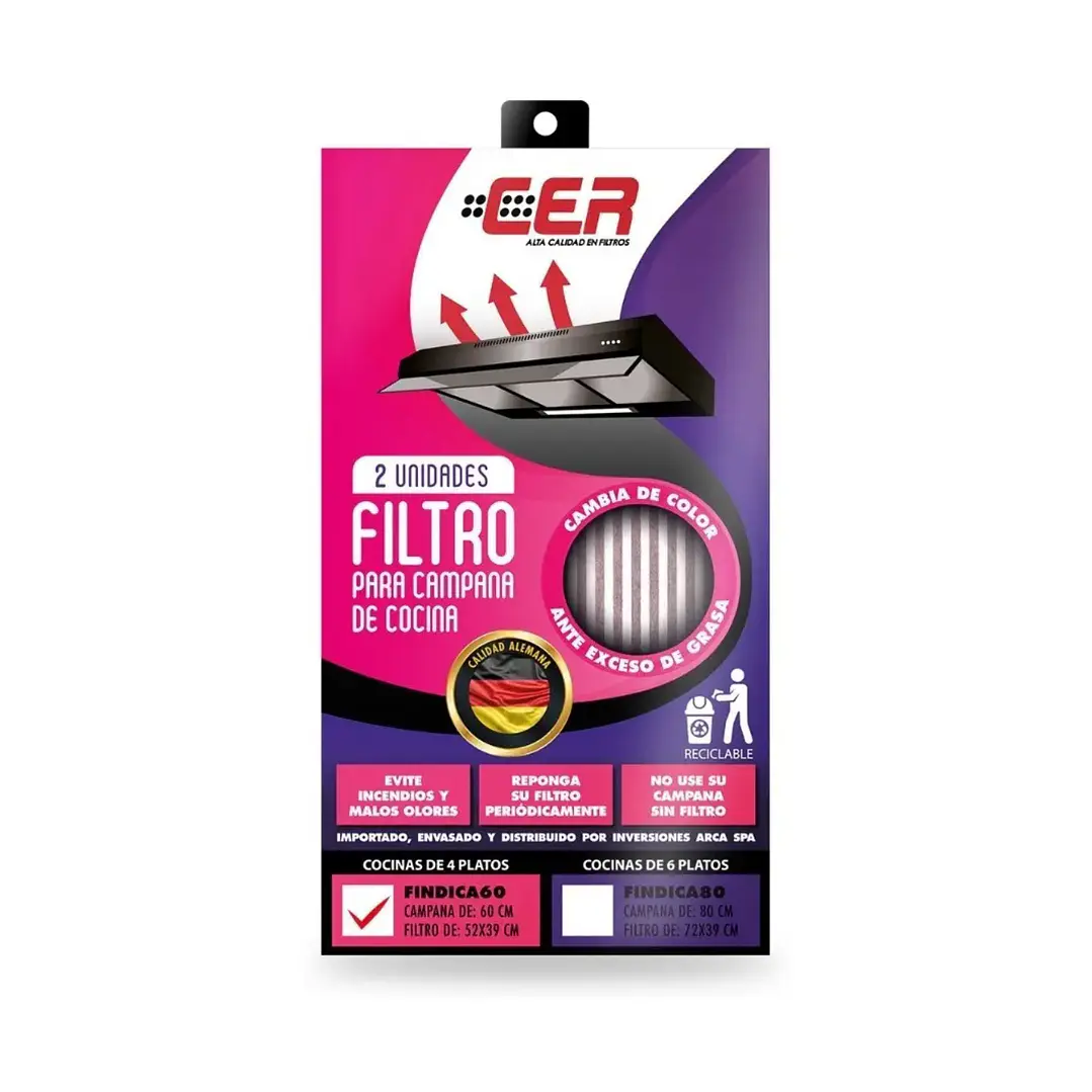 Filtro campana de cocina 60 cm (4 platos) CER 2 Uni 1