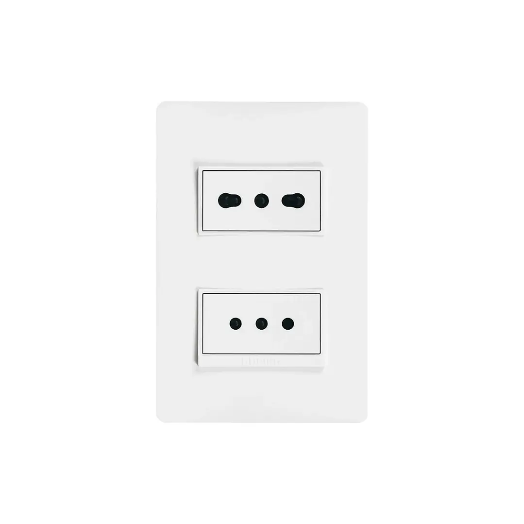 Enchufe Doble 10A + 10/16A Blanco Luzica Bticino 2