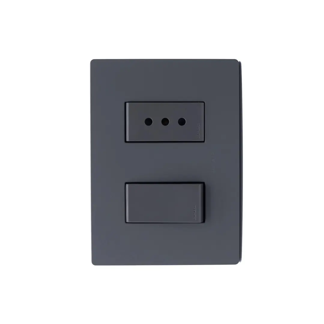 Interruptor + Enchufe 10A armado Grey Mate S32 1