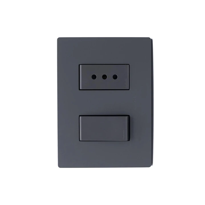 Interruptor + Enchufe 10A armado Grey Mate S32 1
