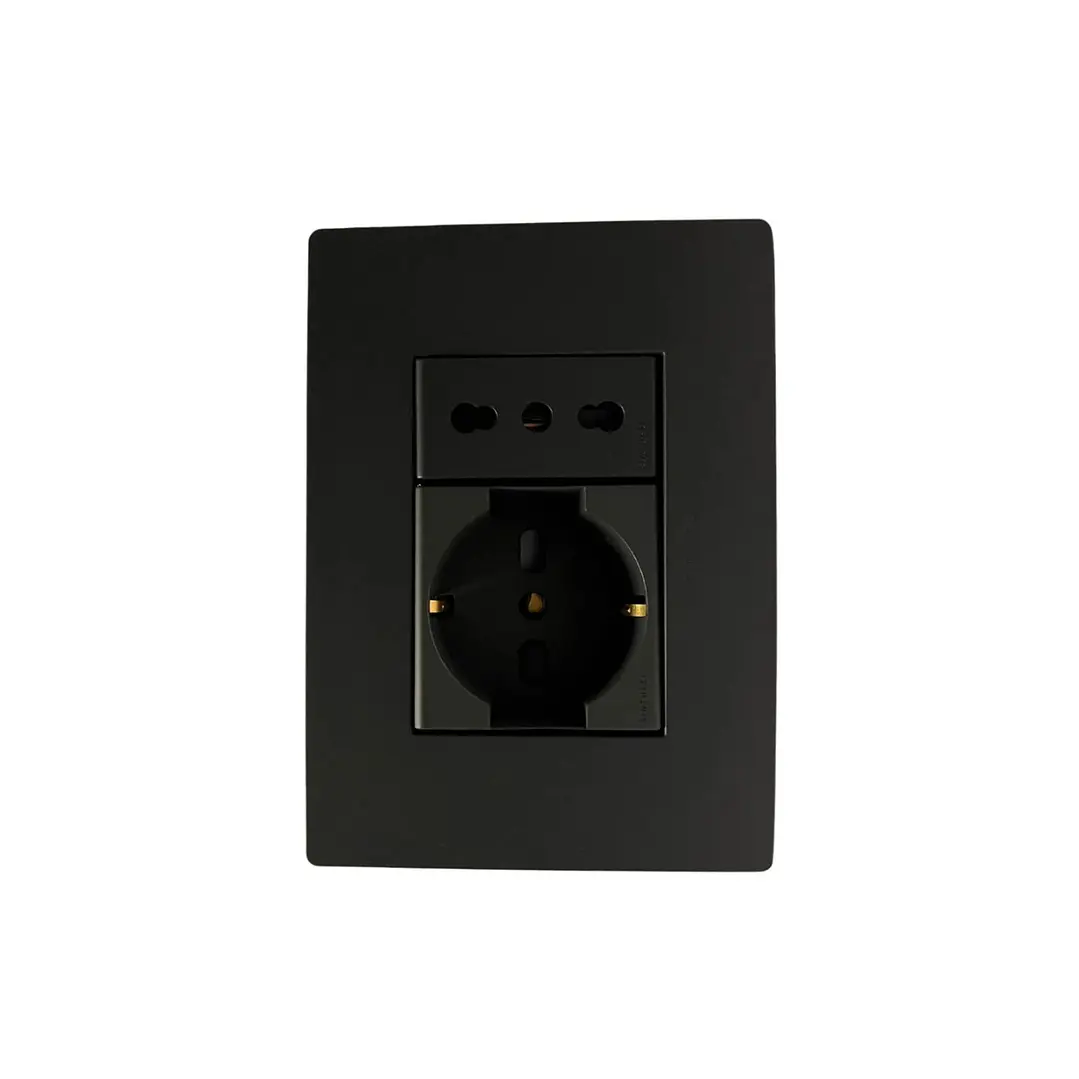 Enchufe Armado Schuko 16A + Enchufe 10/16A Noir Mate S33 1