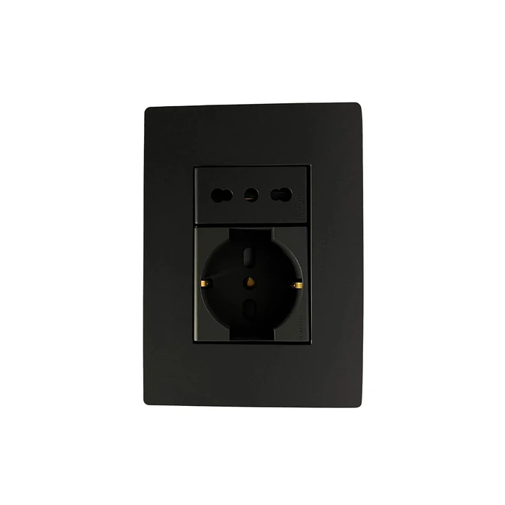 Enchufe Armado Schuko 16A + Enchufe 10/16A Noir Mate S33 1