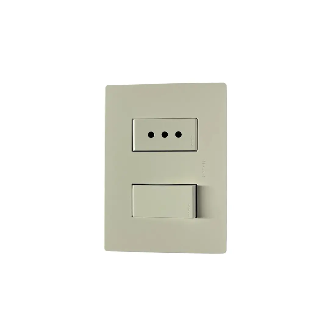 Interruptor 9/12 + Enchufe 10A Armado Blanco Mate S32 1