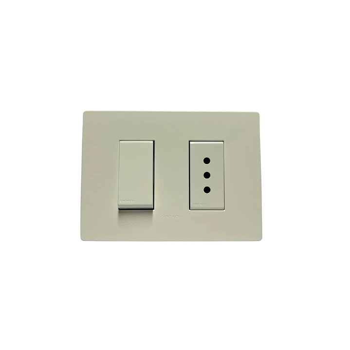 Interruptor 9/12 + Enchufe 10A Armado Blanco Mate S32 2