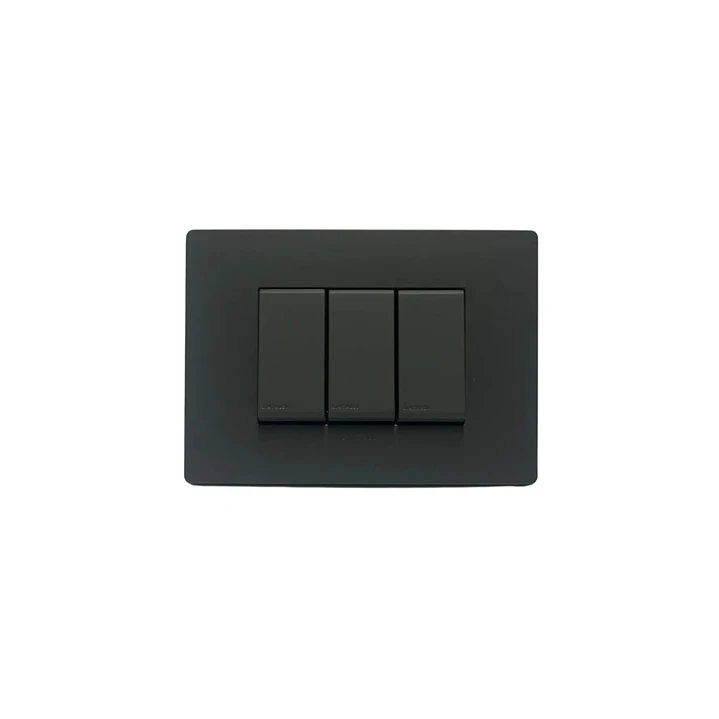 Interruptor triple 9/32 Armado Negro Mate S33 1