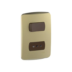 Interruptor 9/12 + Enchufe 10A Dorado/Cafe Miluz S3B69105