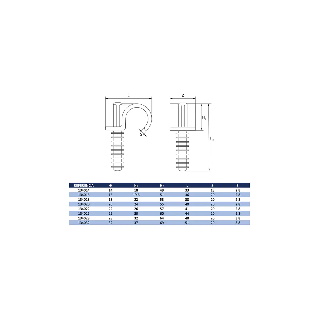 Pack 100 u Fijación para tubería Fix-Ring Sin Tornillo 20mm 3