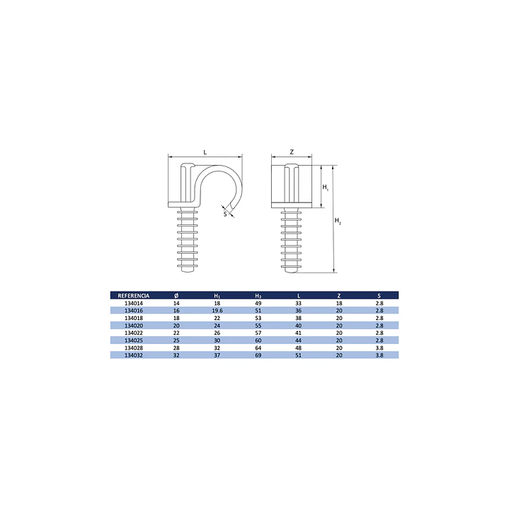 Pack 100 u Fijación para tubería Fix-Ring Sin Tornillo 20mm 3