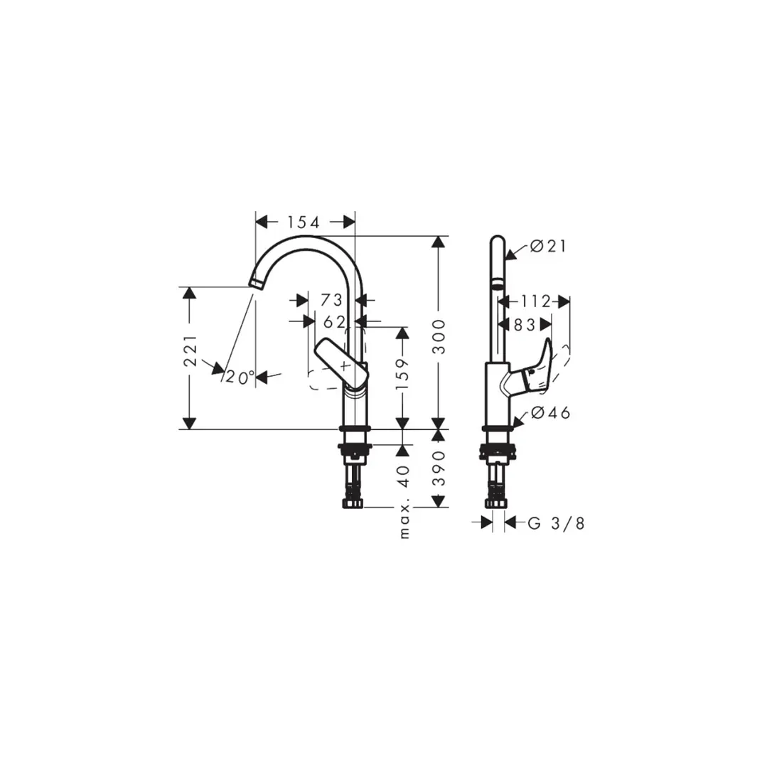 Monomando lavamanos Giratorio Logis 210 Hansgrohe 71131000 2