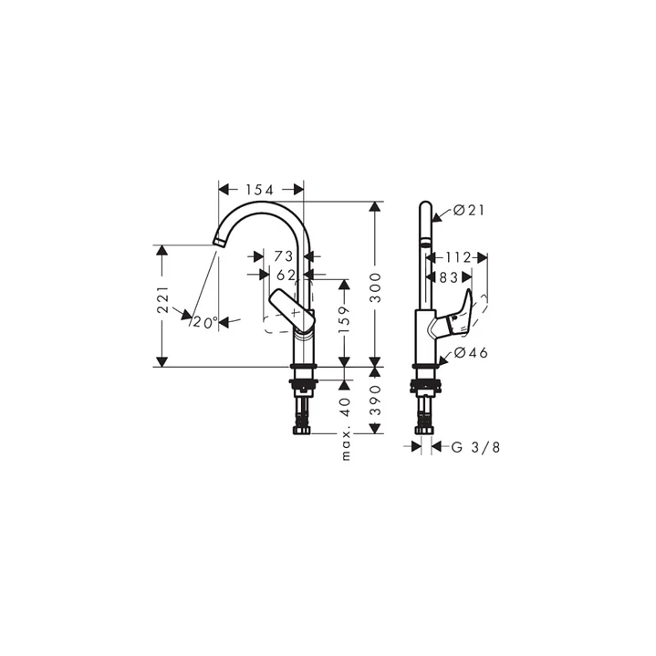 Monomando lavamanos Giratorio Logis 210 Hansgrohe 71131000 2