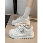 Zapatillas casuales blancas con suela gruesa, de moda, de suela plana 7