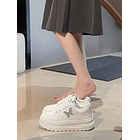 Zapatillas casuales blancas con suela gruesa, de moda, de suela plana 11