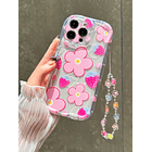 Funda de teléfono inflable a prueba de golpes con estampado floral rosa y fresa 8