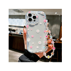 Funda de teléfono inflable a prueba de golpes con estampado floral rosa y fresa 15