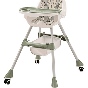 Silla De Comer Con Cinturón Y Ruedas Para Niños, 2 En 1 Color Verde Moderno