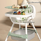 Silla De Comer Con Cinturón Y Ruedas Para Niños, 2 En 1 Color Verde Moderno - Miniatura 7