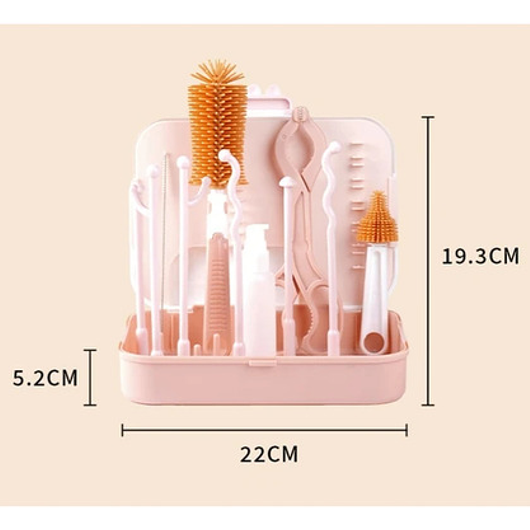 Secador De Mamaderas + Kit De Cepillos De Limpieza 9