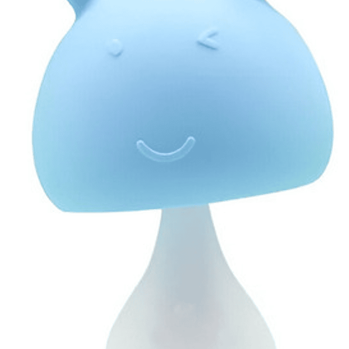 Mordedor Para Bebé Con Ventosa Y Sonajero Champiñon Color Azul 1