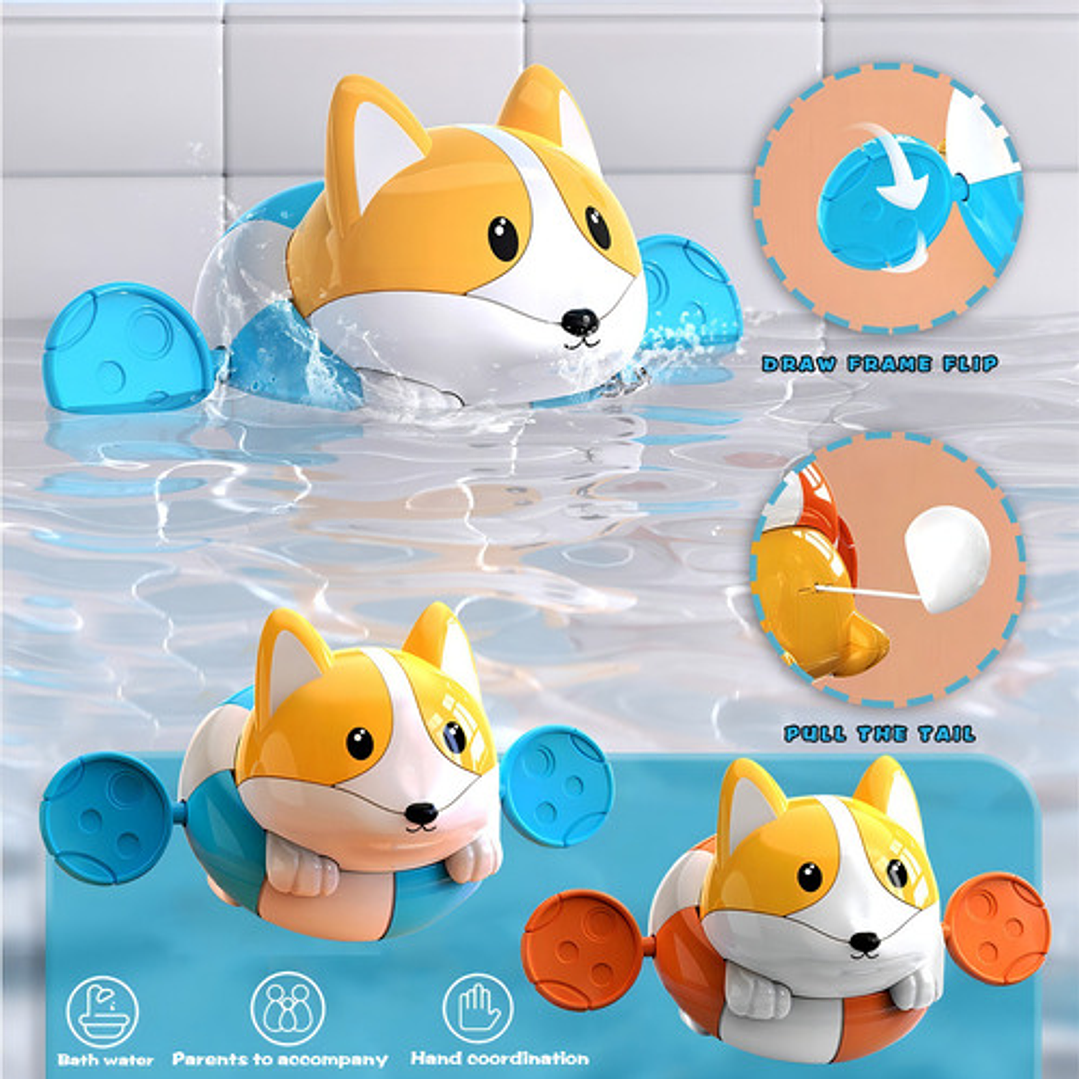 Juguete Para Agua Perro A Cuerda Bebes Y Niños Color Naranjo 7