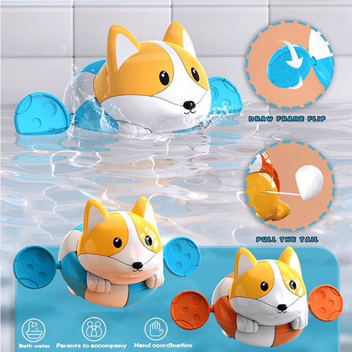 Juguete Para Agua Perro A Cuerda Bebes Y Niños Color Naranjo 7