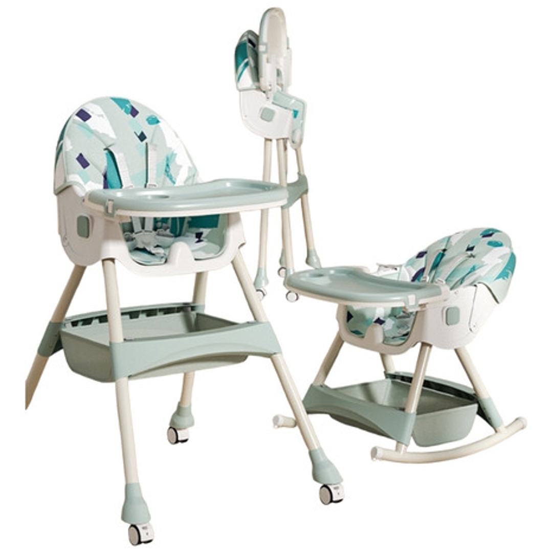 Silla De Comer Mecedora 2 En 1 Con Ruedas Verde Lubabycas Green 1