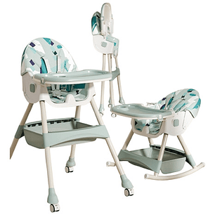 Silla De Comer Mecedora 2 En 1 Con Ruedas Verde Lubabycas Green