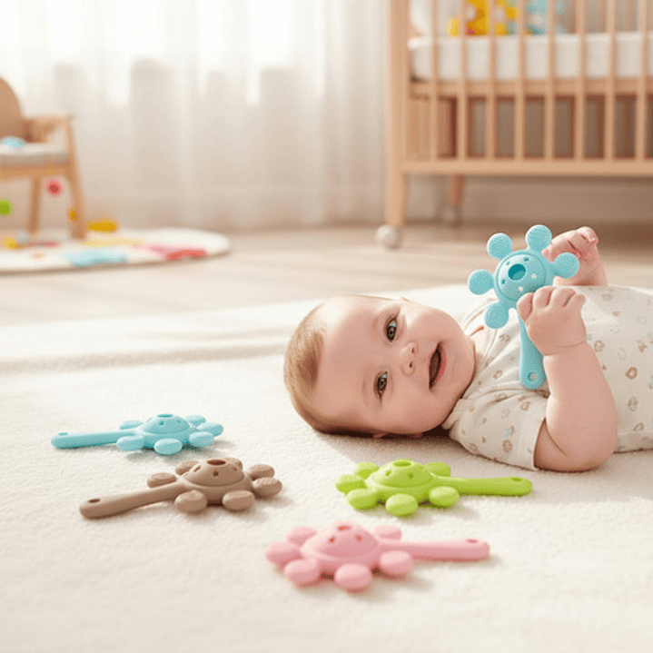 Mordedor Sonajero De Silicona Para Bebes Cascabel 3