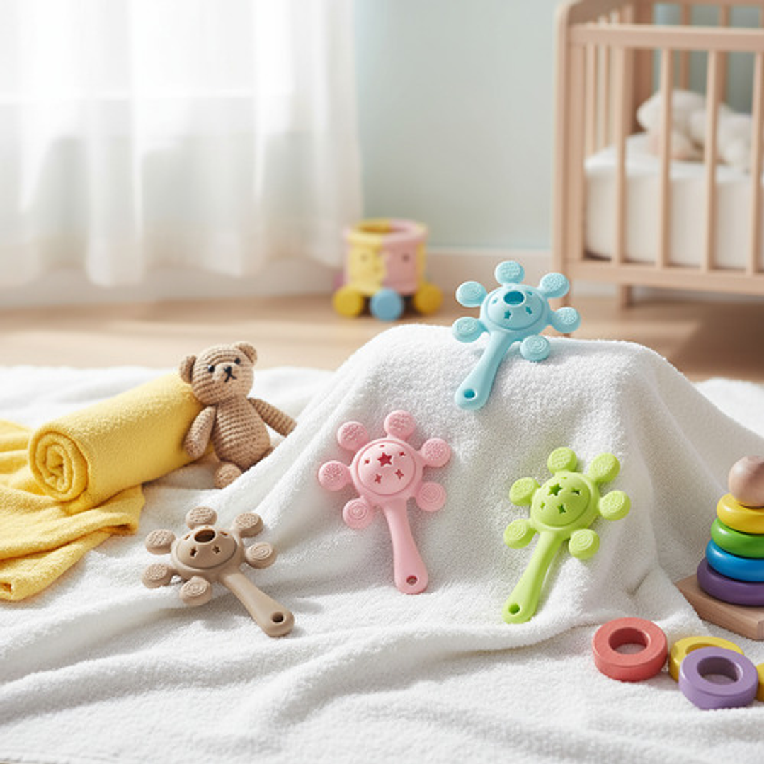 Mordedor Sonajero De Silicona Para Bebes Cascabel 8