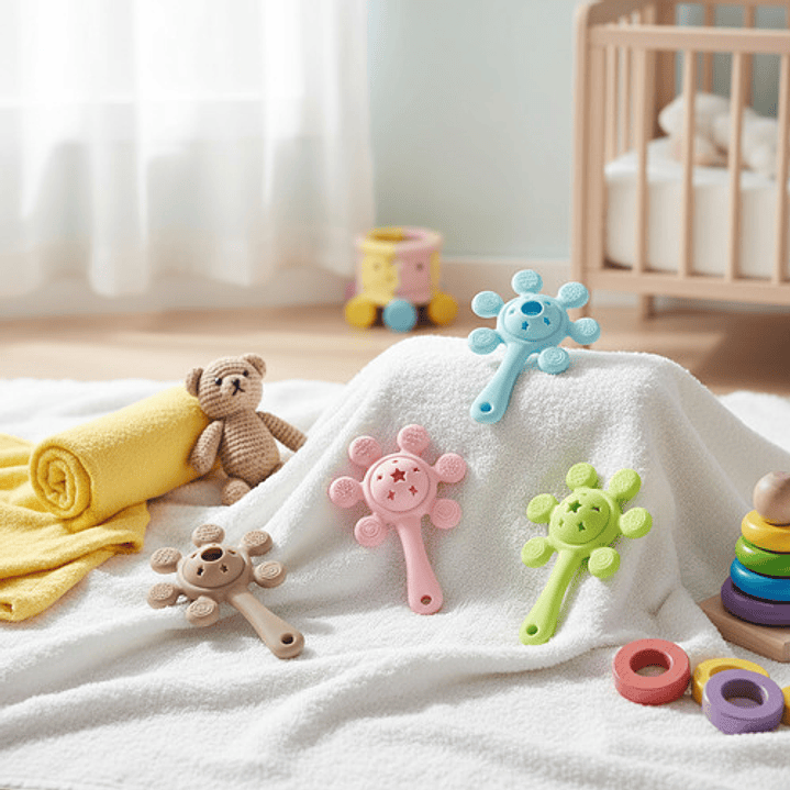 Mordedor Sonajero De Silicona Para Bebes Cascabel 8