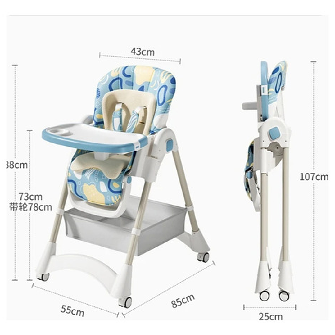Silla Comedor Bebé Con Altura Ajustable Y Canastillo 2