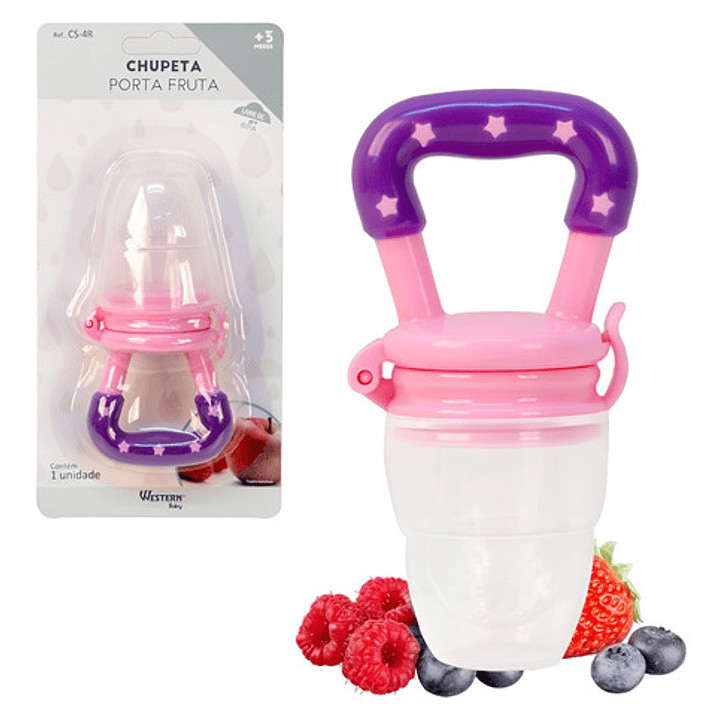 Chupete Mordedor De Silicona Rosa Con Forma De Mordedor Para Frutas 1