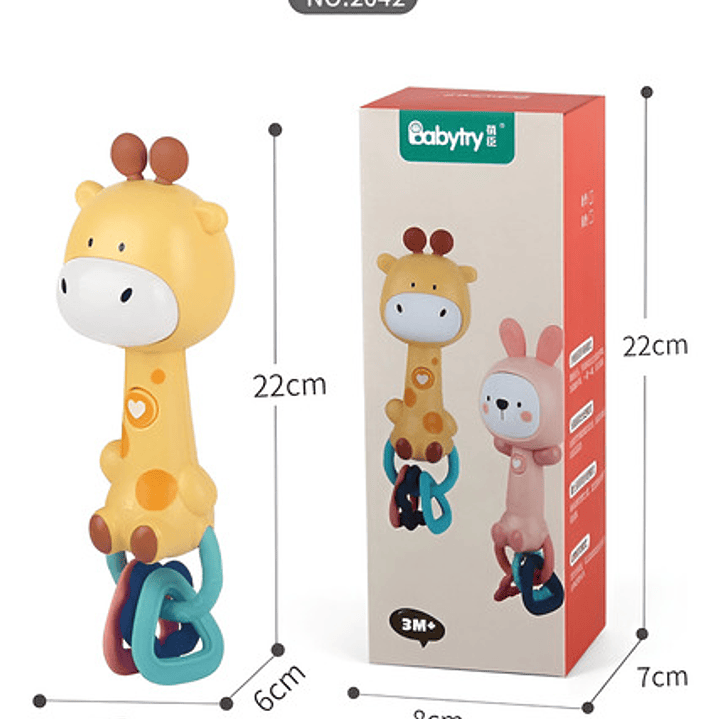 Juguete Mordedor Sonajero Para Bebe Con Sonido Montessori 2