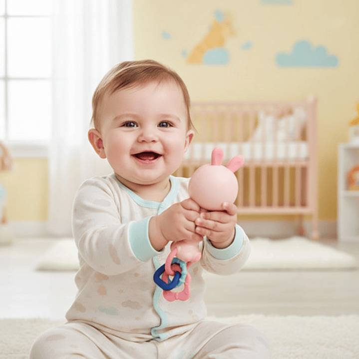 Juguete Mordedor Sonajero Para Bebe Con Sonido Montessori 12
