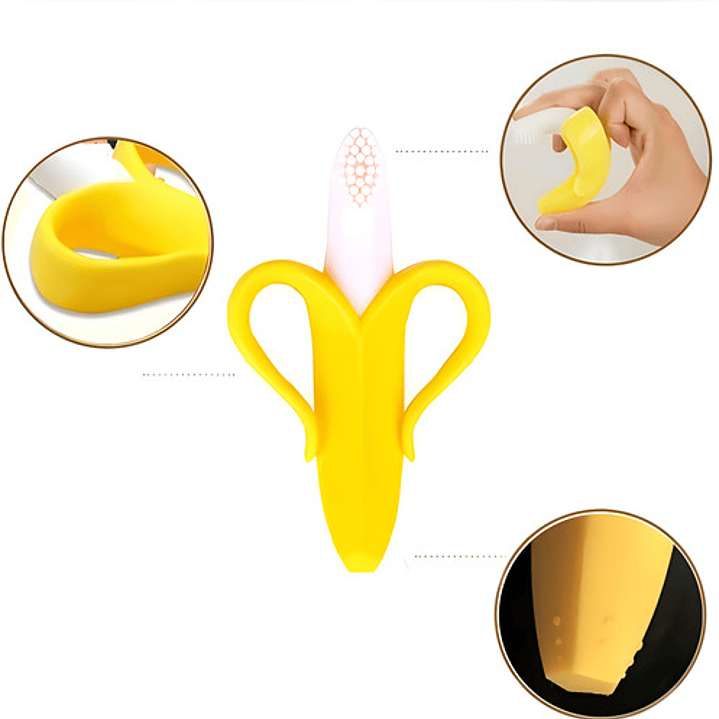 Mordedor Banana Para Bebés Con Cepillo De Dientes Silicona 2