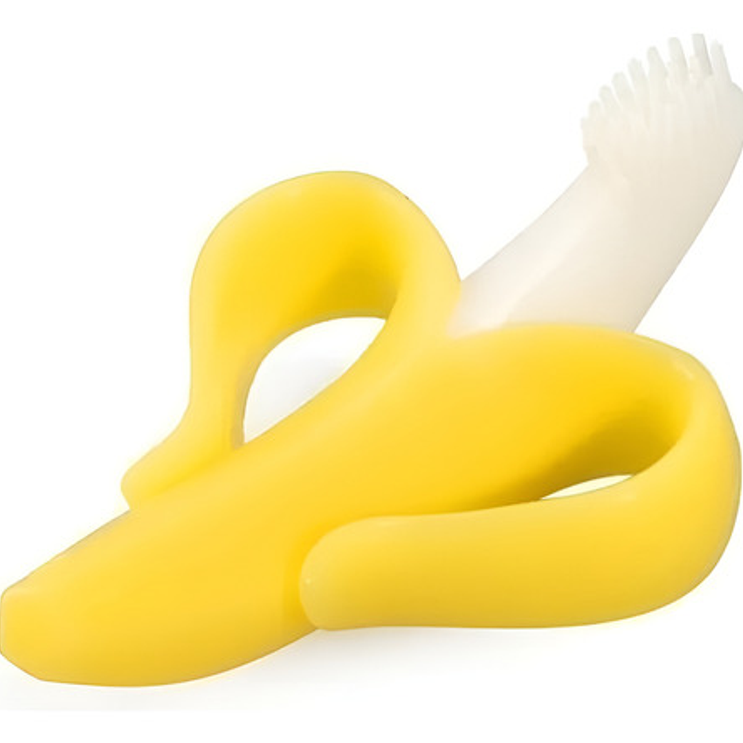 Mordedor Banana Para Bebés Con Cepillo De Dientes Silicona 3