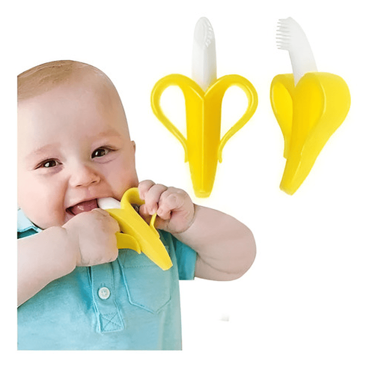 Mordedor Banana Para Bebés Con Cepillo De Dientes Silicona 6