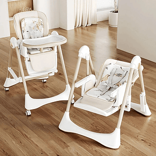 Silla Para Bebé Con Bandeja, Altura Ajustable Y Mecedora