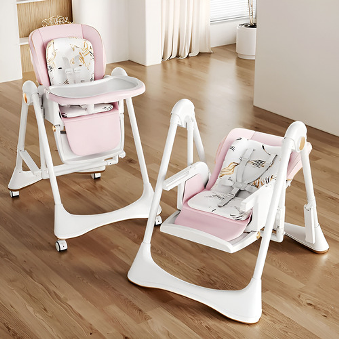 Silla Para Bebé Con Bandeja, Altura Ajustable Y Mecedora 13