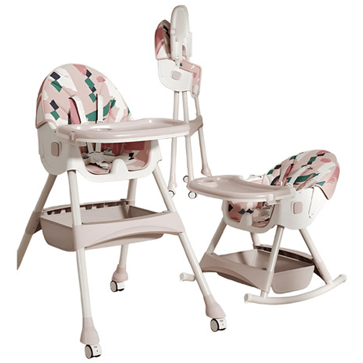 Silla De Comer Mecedora 2 En 1 Con Ruedas Rosada Lubabycas Color Rosa Rosa 1