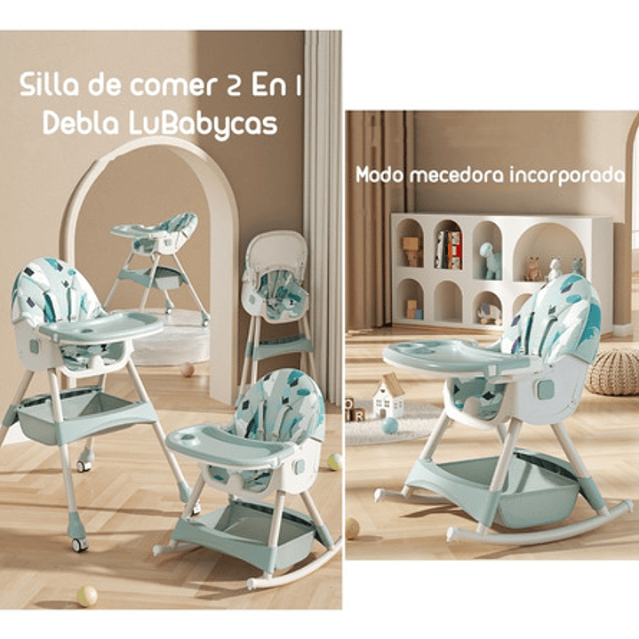 Silla De Comer Mecedora 2 En 1 Con Ruedas Rosada Lubabycas Color Rosa Rosa 2