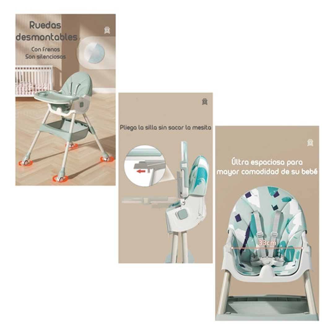 Silla De Comer Mecedora 2 En 1 Con Ruedas Rosada Lubabycas Color Rosa Rosa 3