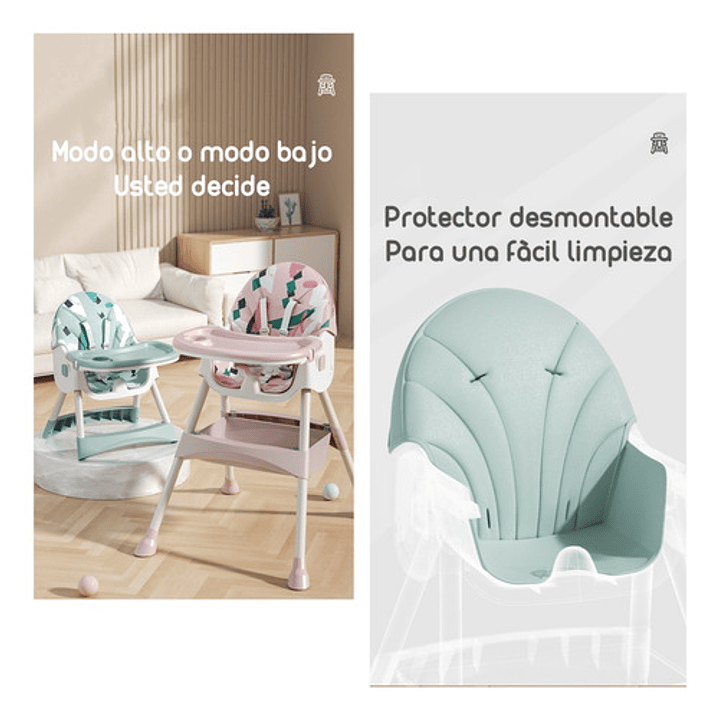 Silla De Comer Mecedora 2 En 1 Con Ruedas Rosada Lubabycas Color Rosa Rosa 4