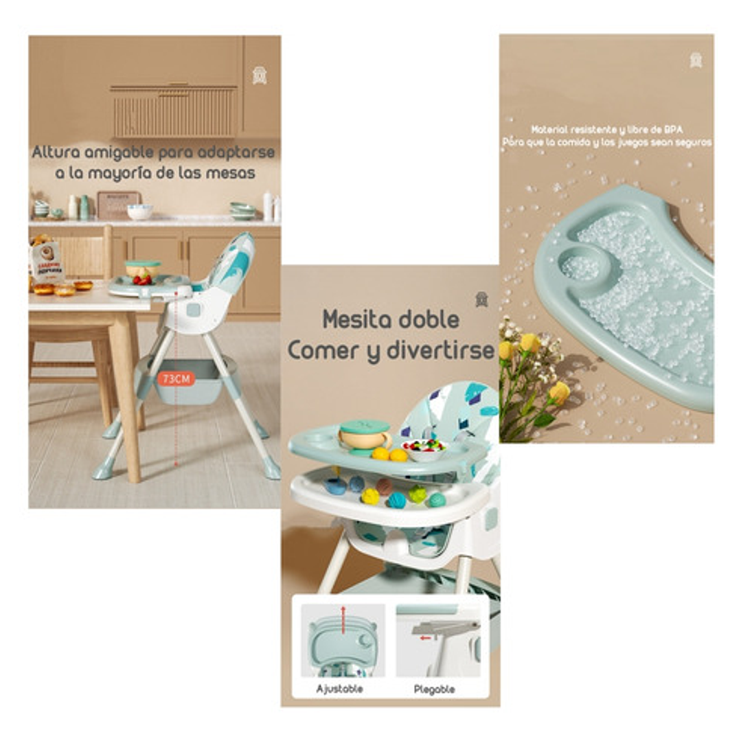 Silla De Comer Mecedora 2 En 1 Con Ruedas Rosada Lubabycas Color Rosa Rosa 5